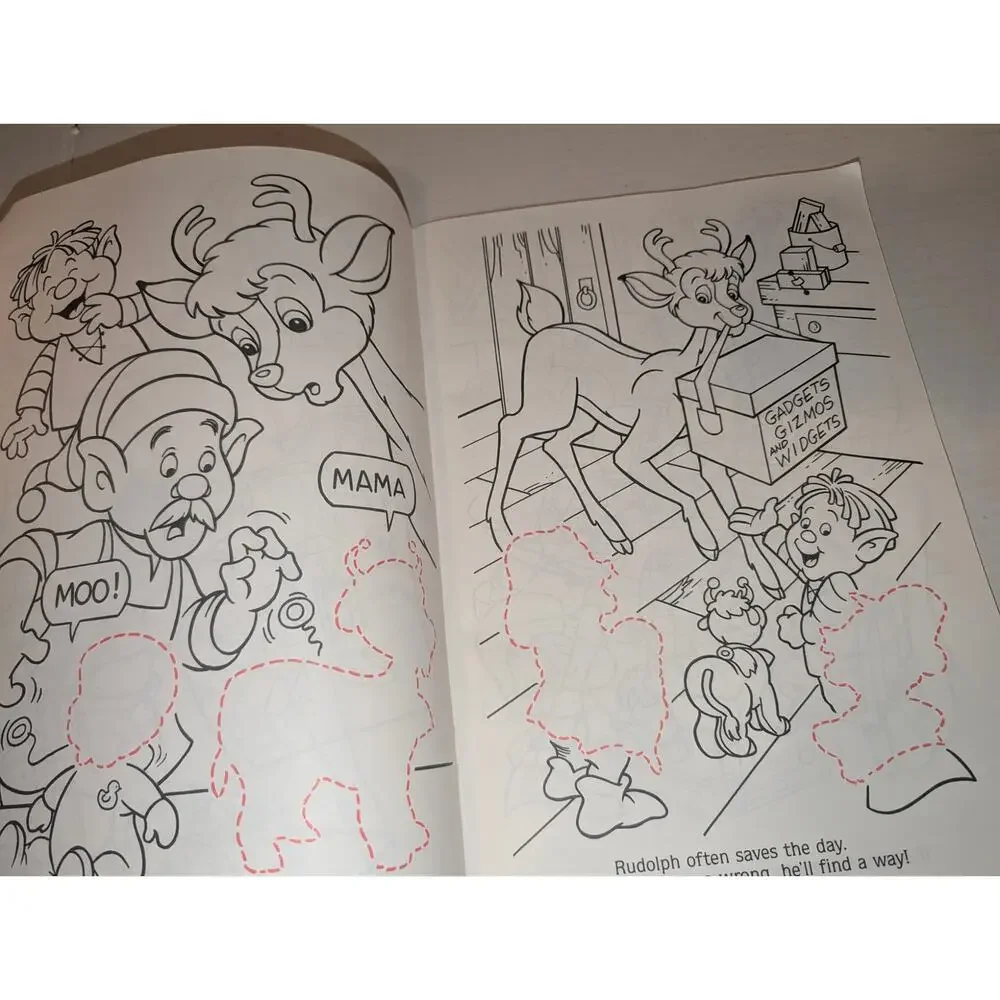 Original Sticker Fun Book Rudolph The Red Nosed Reindeer Unused Golden Christmas